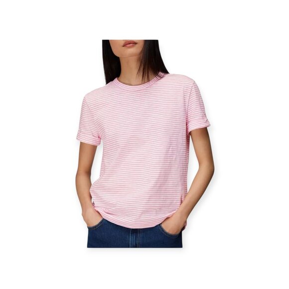 Whistles XS Pink Emily Stripe T-Shirt 100% Cotton - Picture 11 of 11